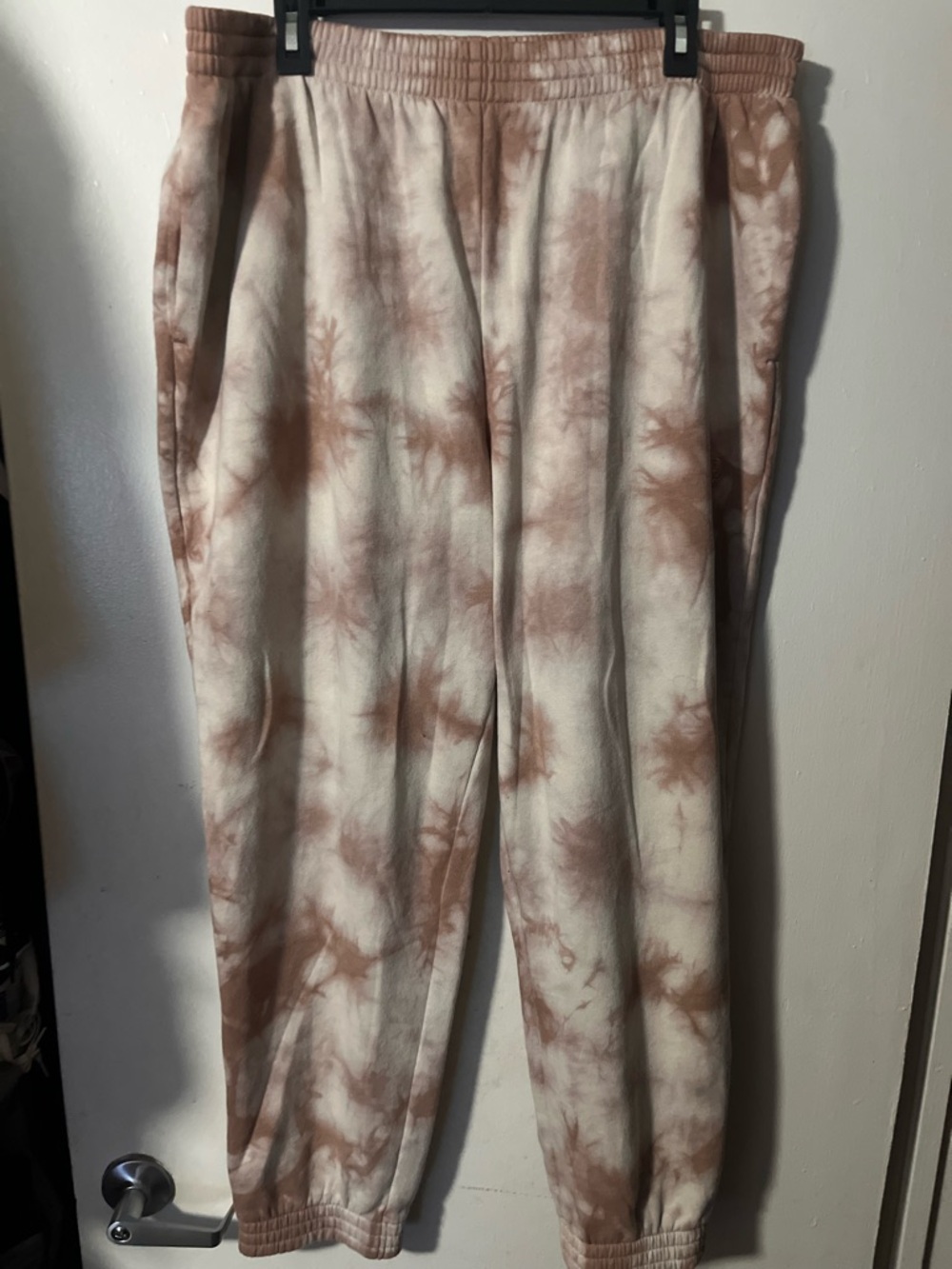 PINK Victoria's Secret Cream and Brown Tie-Dye Sweatpants